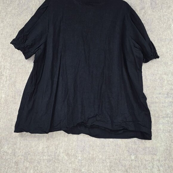 Black Womens 4XL Top Embroidered Boho Style Short Sleeves Cotton Pre-Owned - Picture 2 of 6